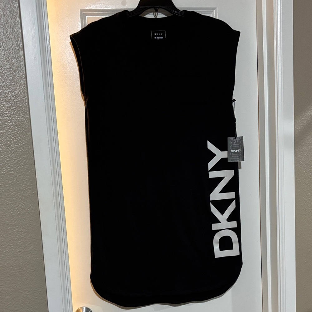 DKNY Black Sleeveless Dress with White Logo